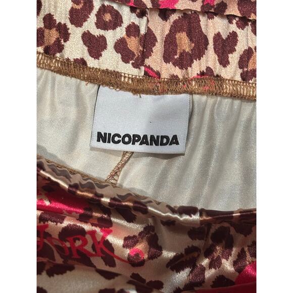 Nicopanda Cheetah NYC Silky Gold Pink Brown Leggings, Size Small - Picture 4 of 8